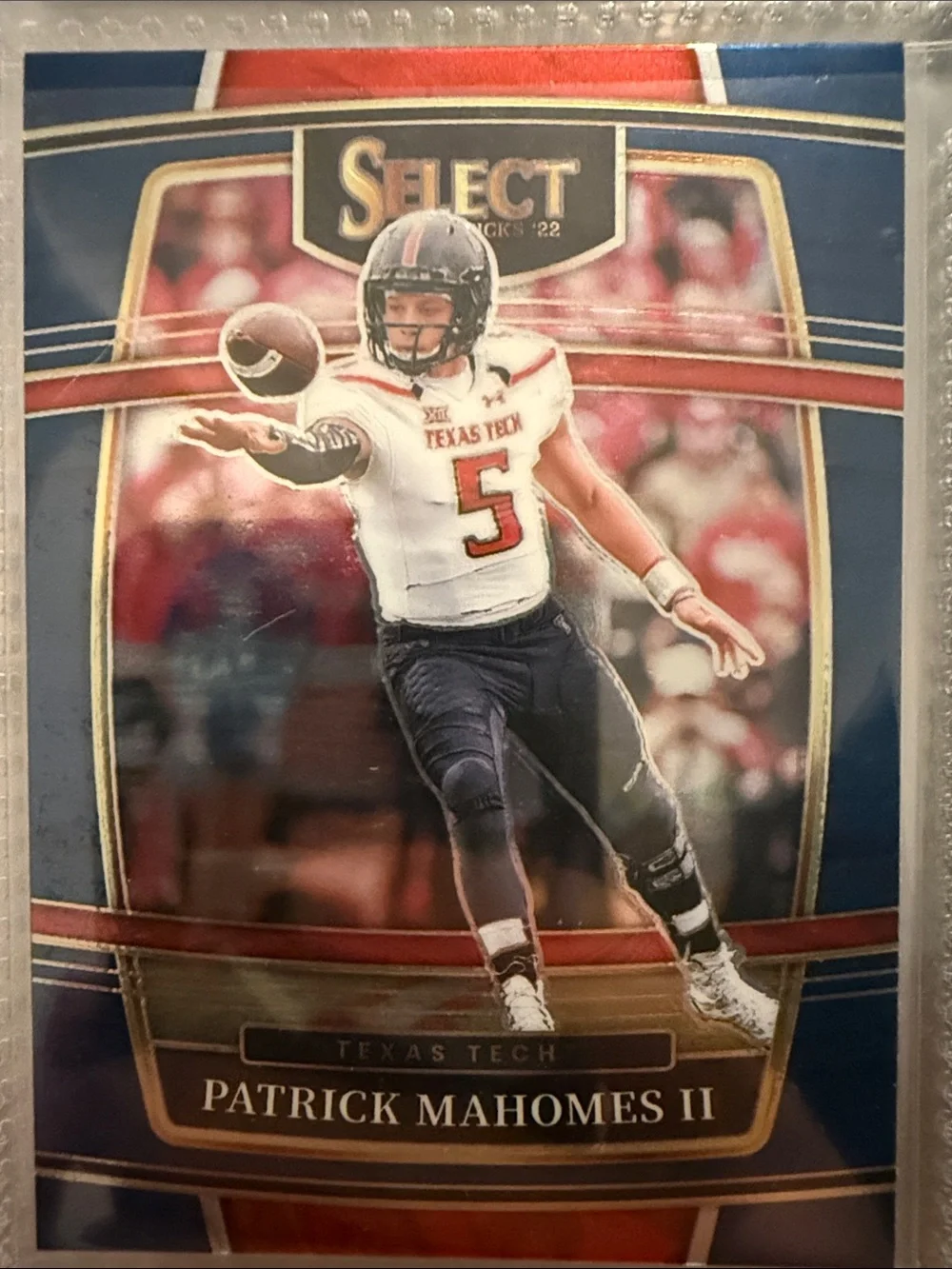 Patrick Mahomes II Texas Tech Select Football Card - Blue/Red